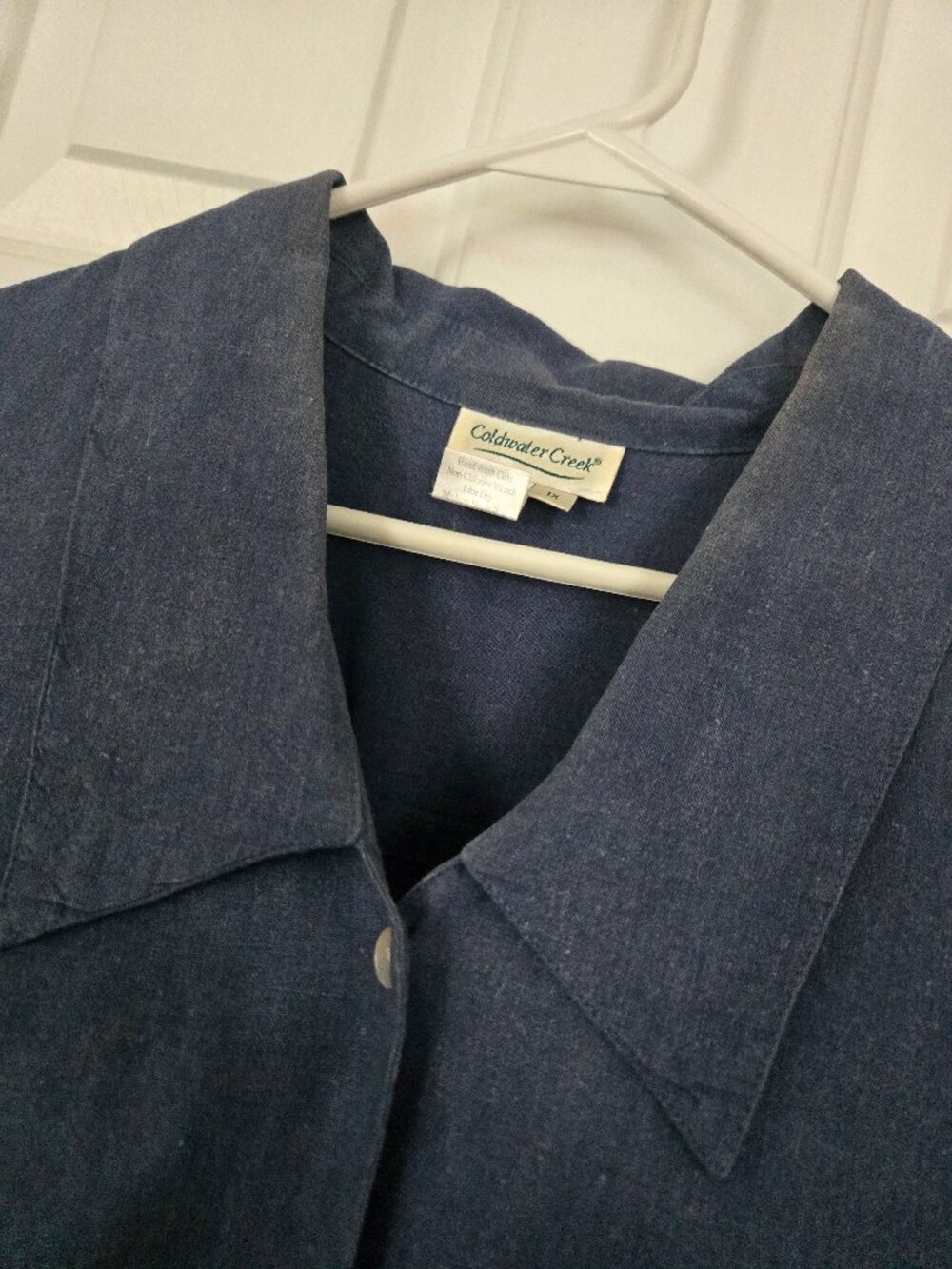 WOMAN'S COLDWATER CREEK BLUE LINEN/RAYON BLOUSE SIZE 1X